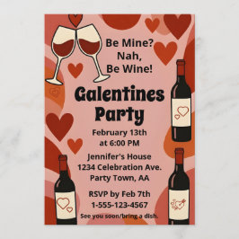 Convite Retro Galentine Be Wine Fun Party Personalized