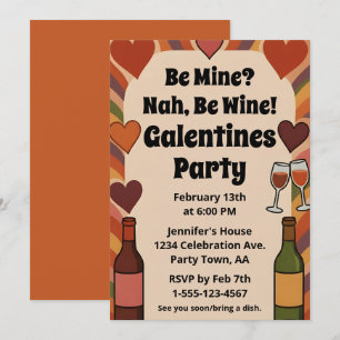 Convite Retro Galentine Seja Vinho Festa Engraçada Persona