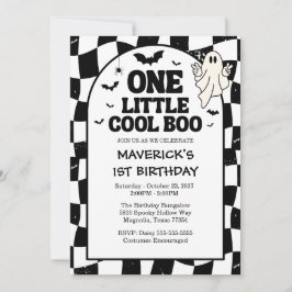 Convite Retro Ghost One Halloween Boy 1st Birthday