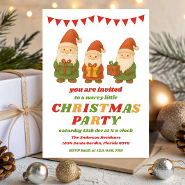 Convite Retro Gnomes Editable Christmas Party