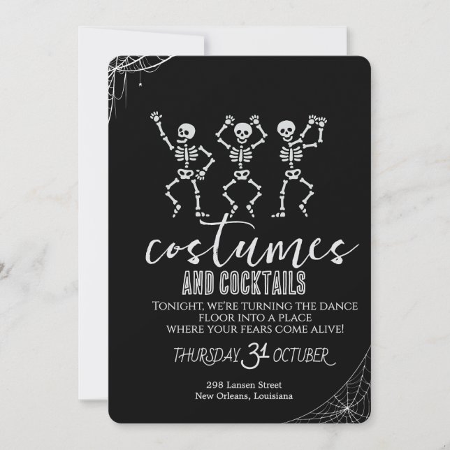 Convite Retro Gothic Skull Dance Halloween Party (Frente)