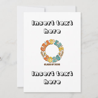 Convite Retro Grad Class of 2026 Groovy Graduation Party