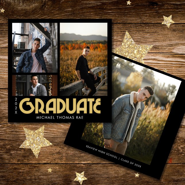 Convite Retro Graduate Multi Photo (Criador carregado)