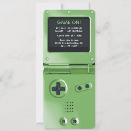 Convite Retro Green Handheld Gaming Birthday Invitation