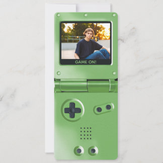 Convite Retro Green Handheld Gaming II Birthday