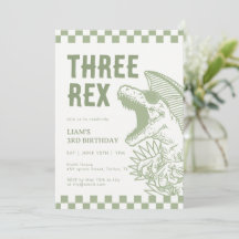 Retro Green T Rex Dinosaur Birthday Party 