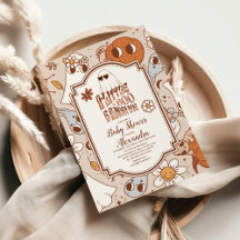 Retro Grooven Halloween Pequeno Chá de fraldas Boo