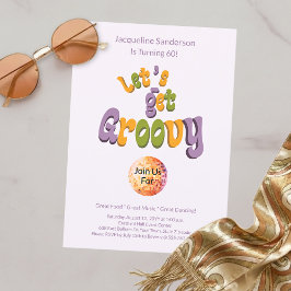 Convite Retro Groovy 60th Birthday Invitation
