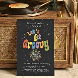 Convite Retro Groovy 60th Birthday Invitation