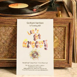 Convite Retro Groovy 60th Birthday Invitation