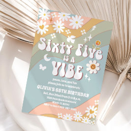 Convite Retro Groovy 65th Birthday Invitation