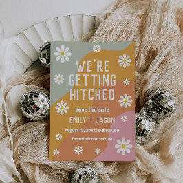 Convite retro groovy 70's salve a data