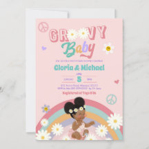 Retro Groovy Afro Girl Invitation