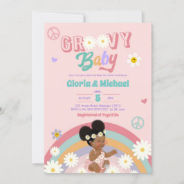 Convite Retro Groovy Afro Girl Invitation