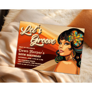 Convite Retro Groovy Anos 60 70