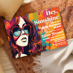 Convite Retro Groovy Anos 60 70