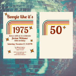 Convite Retro Groovy Boogie Simple Dance 50º aniversário