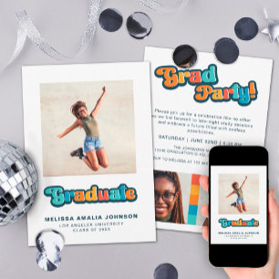 Convite Retro groovy color 3 foto-Formando Party informal