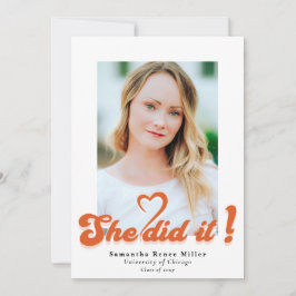 Convite Retro Groovy Ela fez isso com 2 Foto Graduação I