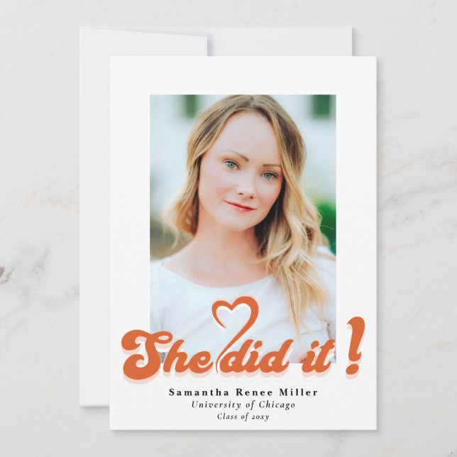 Convite Retro Groovy Ela fez isso com 2 Foto Graduação I (Frente)