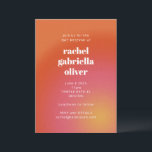 Convite Retro Groovy Laranja Simples Bat Mitzvah<br><div class="desc">Convite para Bat Mitzvah Simples Laranja-Cor-de-Ouro</div>