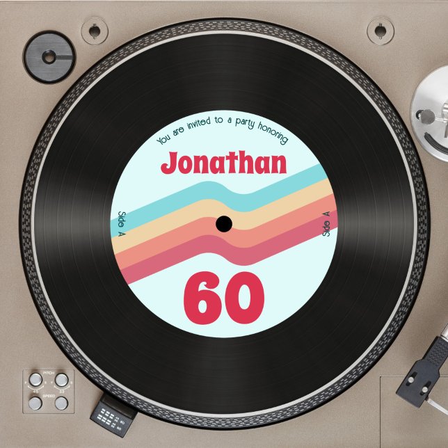 Convite Retro Groovy Stripes 60º Aniversário de Música (Criador carregado)