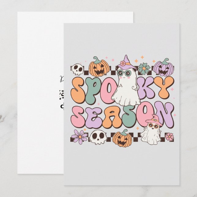 Convite Retro Halloween (Frente/Verso)