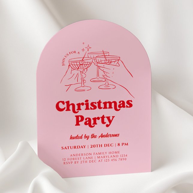 Convite Retro Hand Drawn Christmas Party Invitation (Criador carregado)