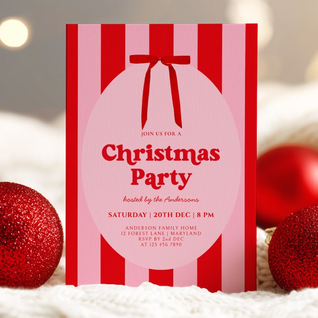 Convite Retro Hand Drawn Christmas Party Invitation (Criador carregado)