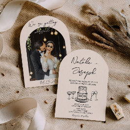 Convite Retro Hand Drawn Quirky Arched Photo Wedding