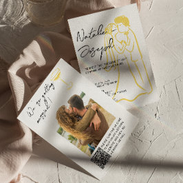 Convite Retro Hand Drawn Summer QR Code Photo Wedding