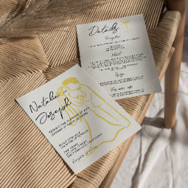 Convite Retro Hand Drawn Written Summer All In One Wedding