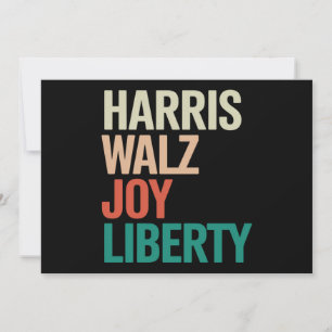 Convite Retro Harris Waltz 2024 Harris Walz Joy Liberty
