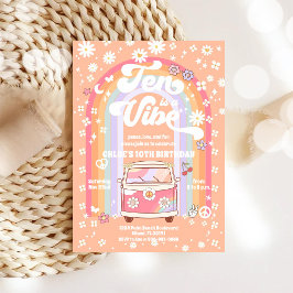 Convite Retro Hippie 10th Birthday Invitation