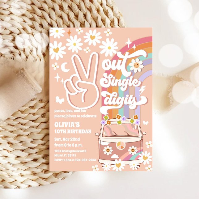 Convite Retro Hippie Birthday Invitation (Criador carregado)