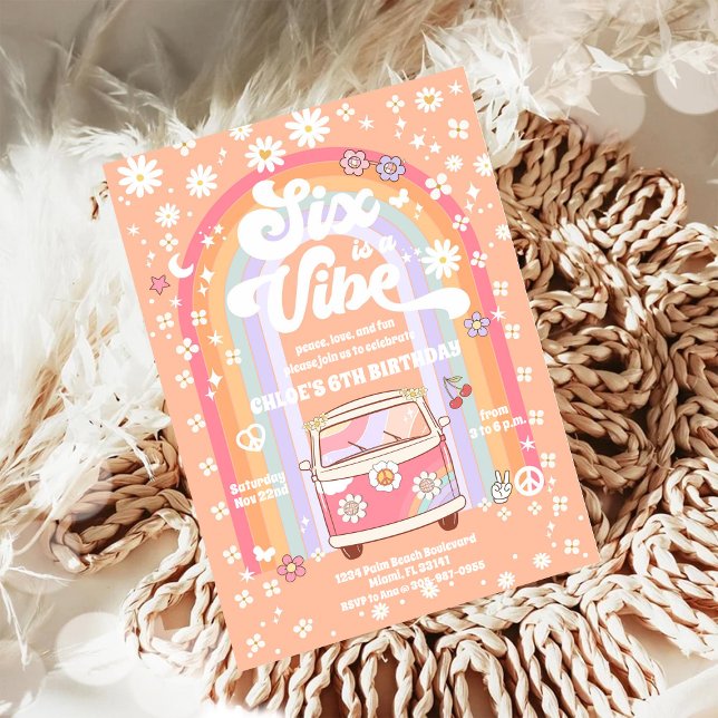 Convite Retro Hippie Birthday Invitation (Criador carregado)