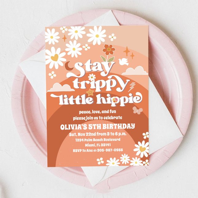 Convite Retro Hippie Daisy Birthday Invitation (Criador carregado)