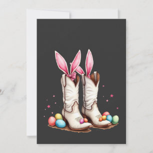 Convite Retro Howdy Páscoa Funny Cowboy Boots Easter Ovo