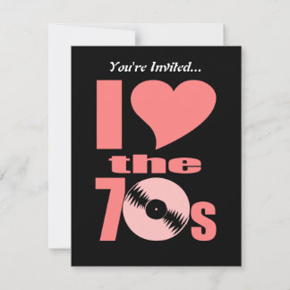 Convite Retro I Love the 70s | Registro de vinilo do parti