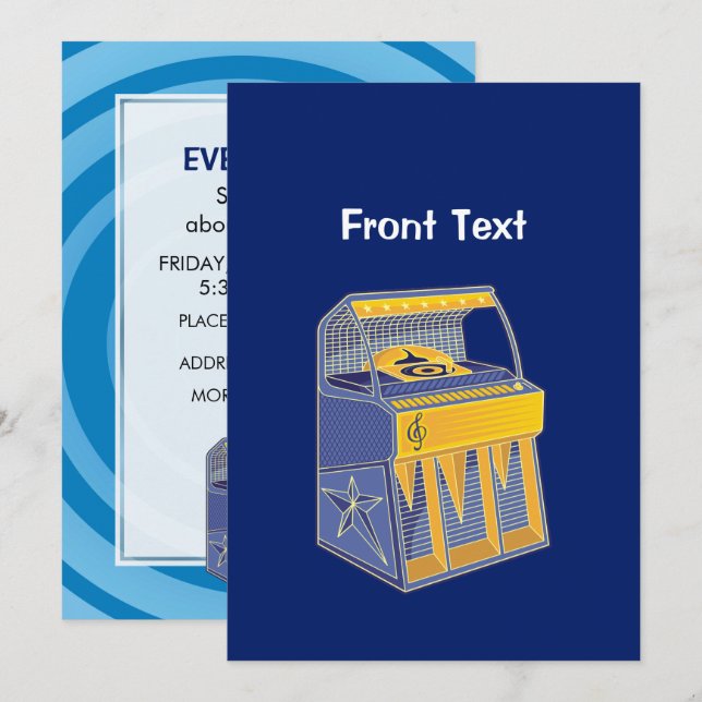 Convite Retro Jukebox (Frente/Verso)