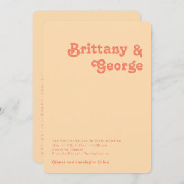 Convite Retro Laranja Tudo Em Um Casamento De Bordas Arred