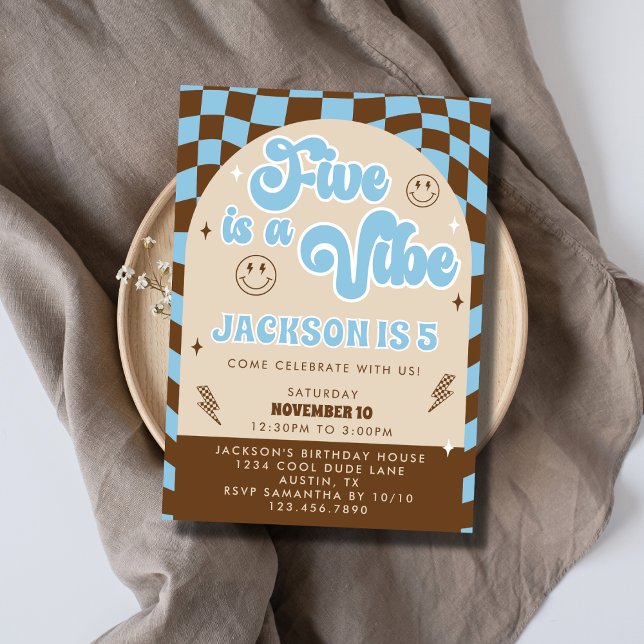 Convite Retro Legal Cinco É Uma Festa de aniversário De 5  (Criador carregado)