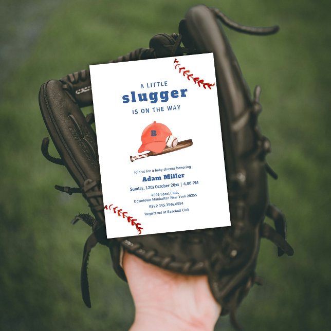 Convite Retro Little Slugger Baseball Sport Baby Shower (Retro Little Slugger Baseball Sport Baby Shower Invitation)