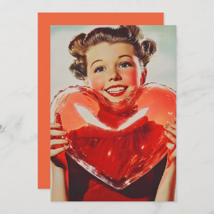 Convite Retro Love: 1950 Heart Glow