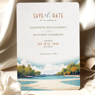 Convite Retro Maledives Viagem Save-the-Date