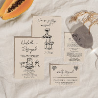 Retro Mão Desenhada Bolo Escrito Quirky Bold Casam