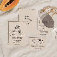 Retro-Mão Desenhado Cupid Escrito Casamento Quirky