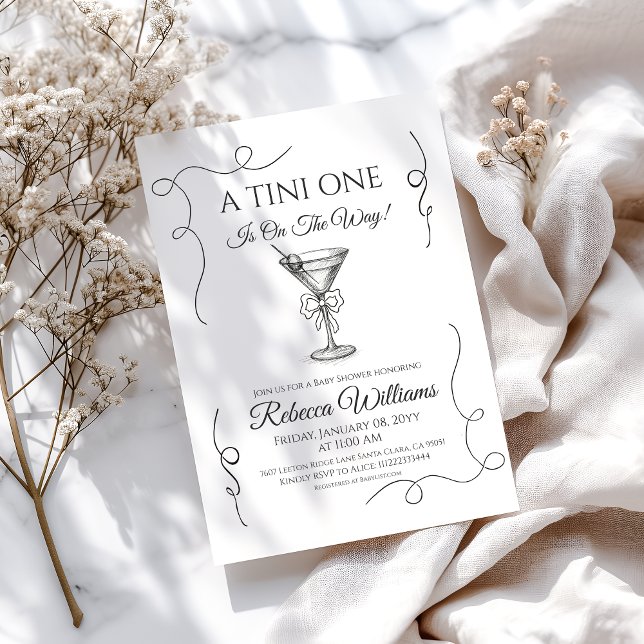 Convite Retro Mão Desenhou Um Chá de fraldas Tini One Mart (Criador carregado)