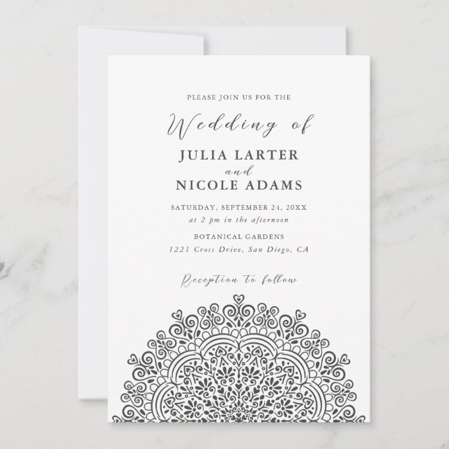 Convite Retro Mexican Terrain Flourishing Mandala Wedding (Frente)