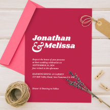 Retro Minimalista Negrito Viva Magenta Nós Casamos